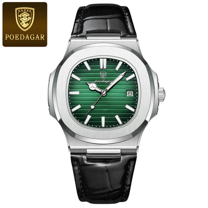 POEDAGAR Top Luxury Square Man Watch Date