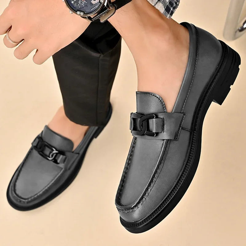 British Style Genuine Leather Business Loafer Men Flat Designer Formal Business Shoe Comfortable Leather Shoe Casual Oxford Shoe