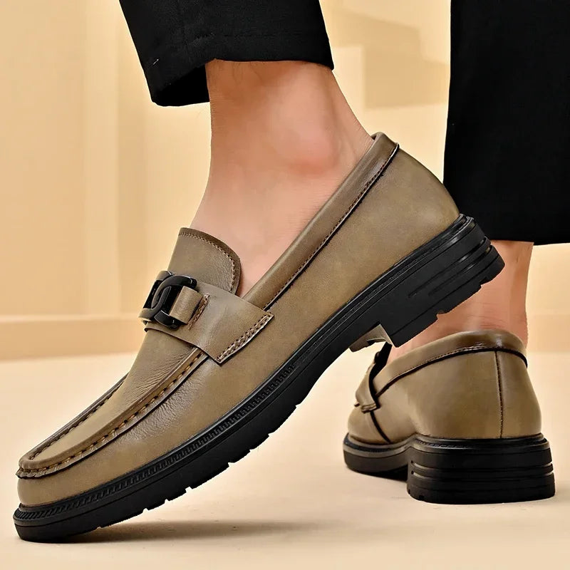 British Style Genuine Leather Business Loafer Men Flat Designer Formal Business Shoe Comfortable Leather Shoe Casual Oxford Shoe