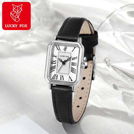 Fashion Rectangle Quartz Wrist Watch for Women Luxury Brand Roman Dial Leather Strap  Ladies Watches Clock