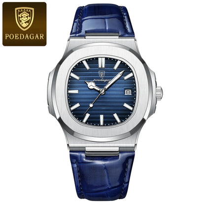 POEDAGAR Top Luxury Square Man Watch Date