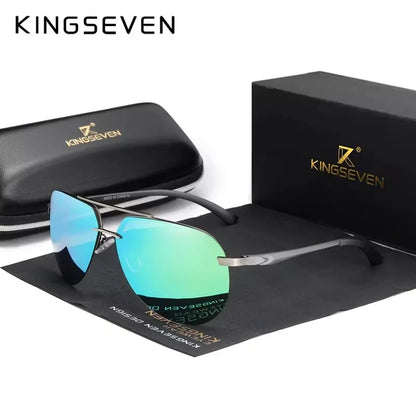 KINGSEVEN Aluminum Magnesium Polarized Rimless Lens Sunglasses