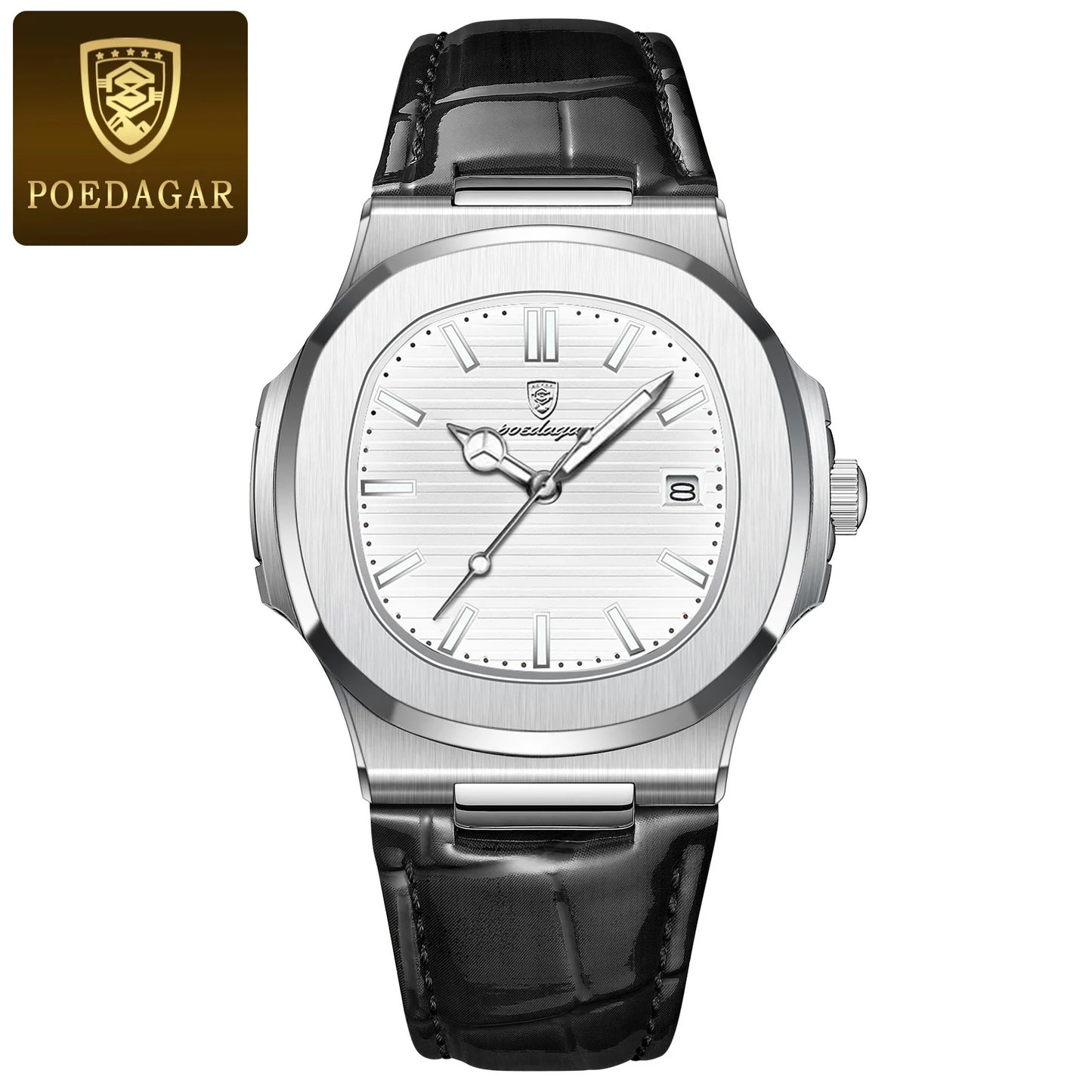 POEDAGAR Top Luxury Square Man Watch Date